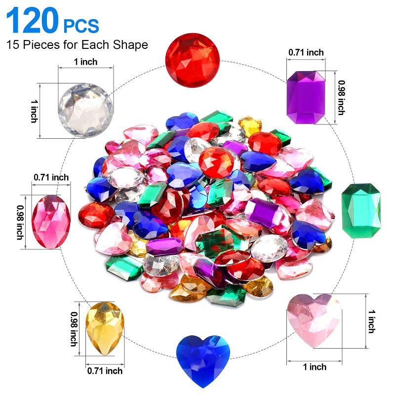TeeLiy 1"" Jewels for Crafting Assorted Colorful Flat Back Heart Shaped Jewel Gems Acrylic Rhinestones for Crafts  Manualidades Accesorios Decoraciones Costume Making Cosplay Jewels for Embelishments 120 Pack - Image 2
